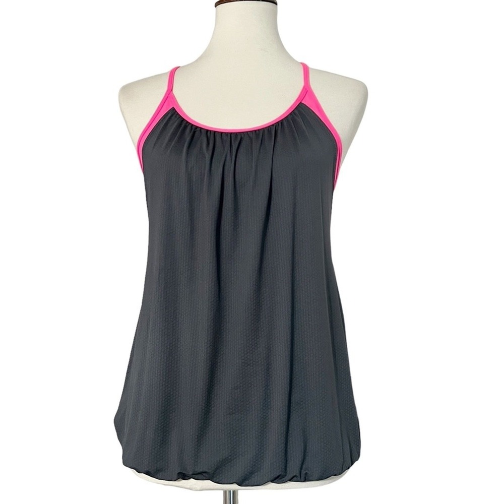 Lululemon‎ No Limit Tank Coal Flash Gray Pink Sports Bra Tank Top